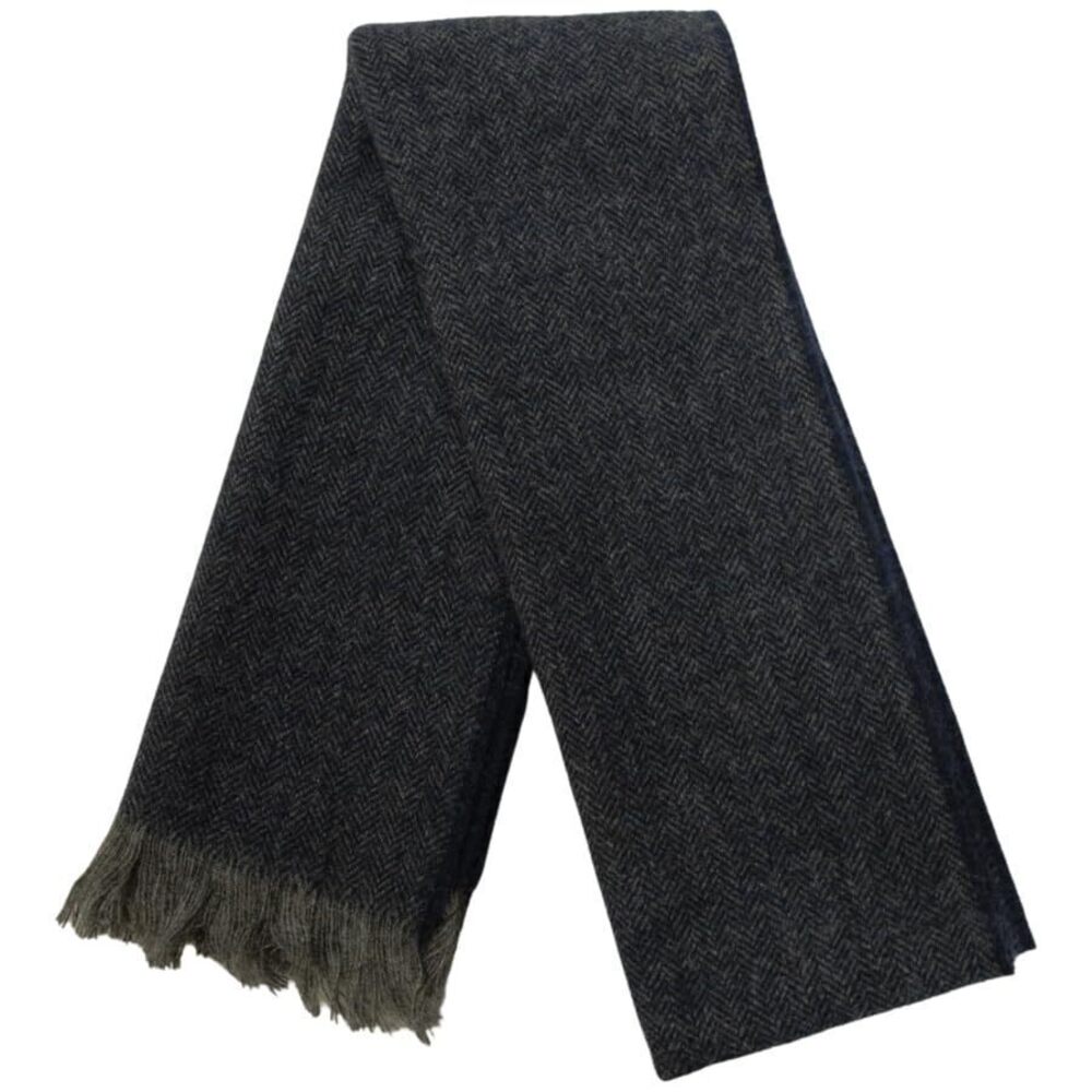 1343 Irish Wool Herringbone Fringed Killarney Scarf, Made in Ireland 100%